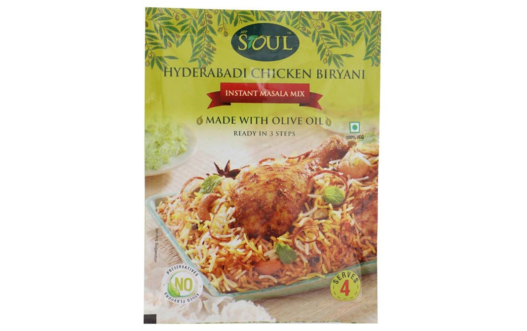 Soul Hyderabadi Chicken Biryani Instant Masala Mix - Made With Olive Oil   Pack  65 grams